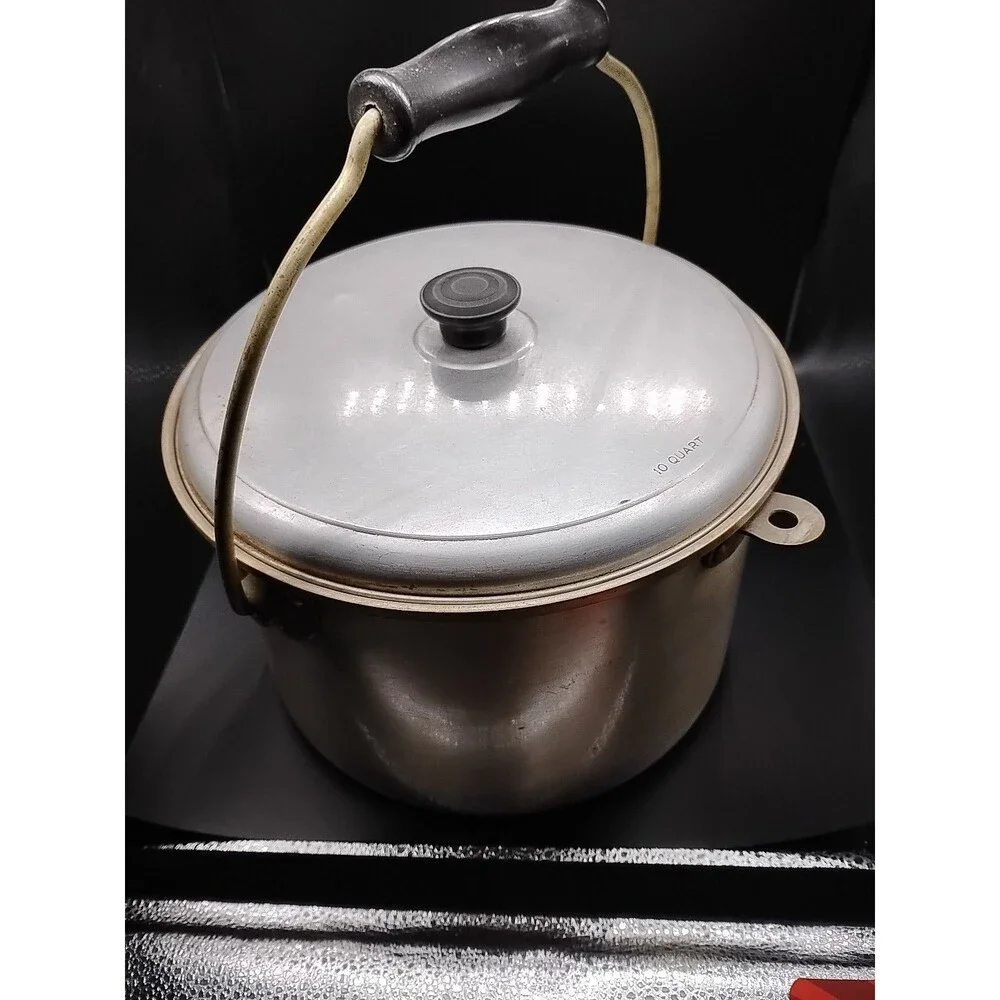 Vtg. Sears Best Maid of Honor 10 Quart Aluminum Pot w/Lid & Locking Bail Handle